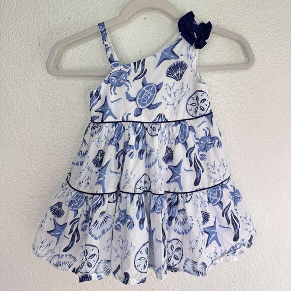 Rachel Zoe Other - Rachel Zoe Dress Girl 3T Sea Turtle Seashell Shell Beachy Tiered Sundress Cotton